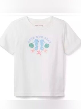 White "Save Our Seas" Graphic NWTs Short Sleeve T-shirt Size 6